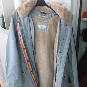 SOLD - BODEN Boden 2-In-1 Hooded Parka Sky Blue with faux fur trim
